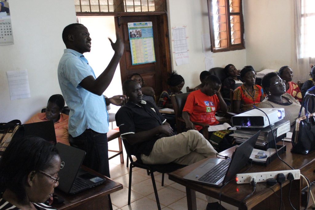 Patrick Ojulong of AGHA passing on techniques and strategies in budget advocacy